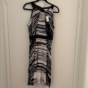NWT- New York & Company Black and White Patterned Midi Dress
